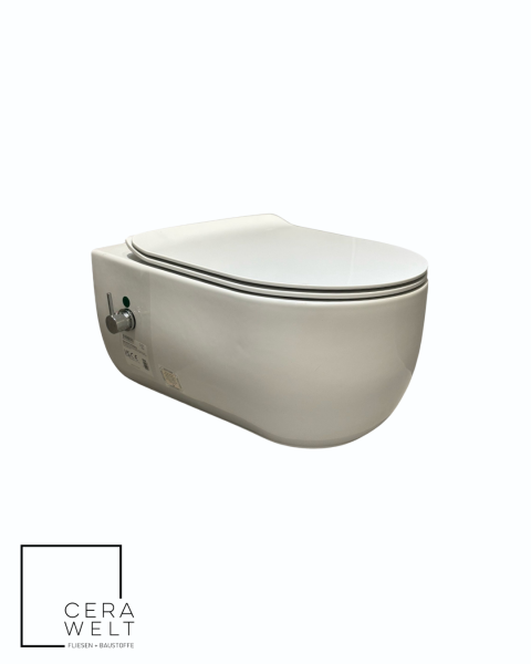 VOKHA Rimmless Design Hänge-WC(Bidet-taharet Funktion) Weiß Toillette Mit Heiß-/Kaltwasser Armatur